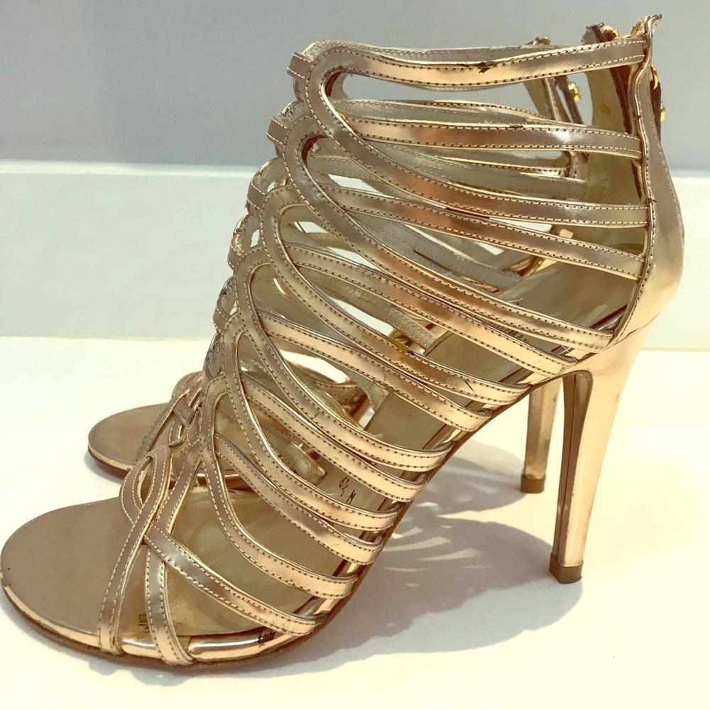 Stuart Weitzman Loops Leather Strappy Cage Sandal